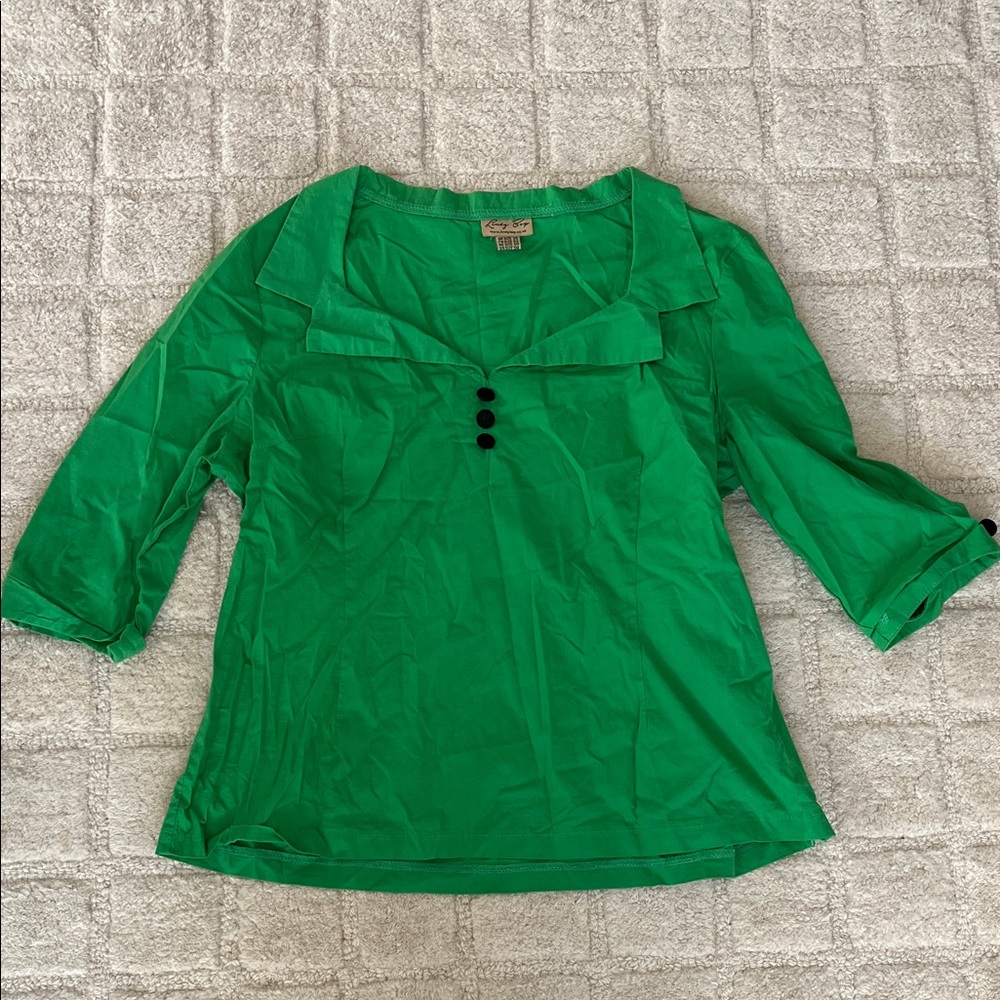 Lindy Bop Emerald Blouse with Black Accents